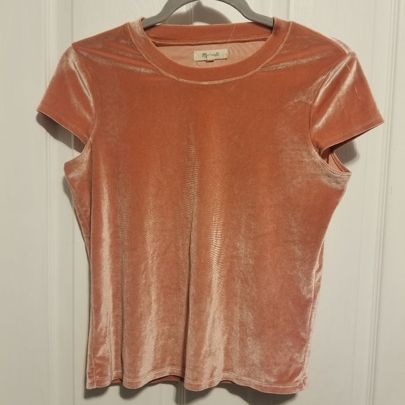 Madewell Tops - Madewell Rose/Blush Velvet Tee Shirt Size XS Color Orange